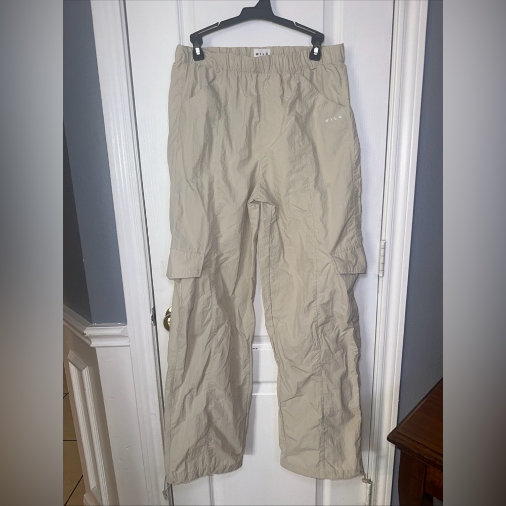 WILO THE LABEL Parachute Jogger Track Pants Small Clay‎ Pull On Cargo
